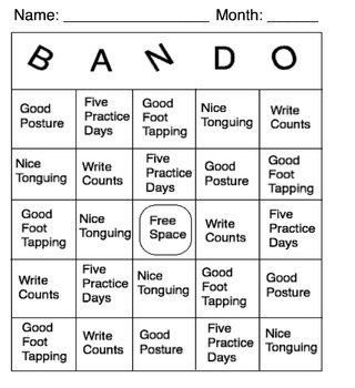 Preview of Bando a Bingo Game for Band Students