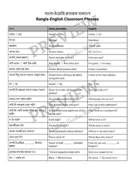 Preview of Bangla-English Classroom Phrases (Editable)