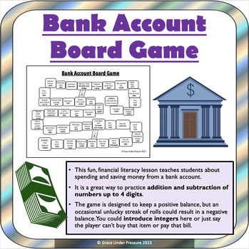 Preview of Bank Account Board Game: Personal Financial Literacy Activity for Grades 3-6