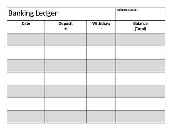 Preview of Bank Ledger