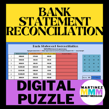 Preview of Bank Statement Reconciliation Digital Self Grading Puzzle for Financial Math