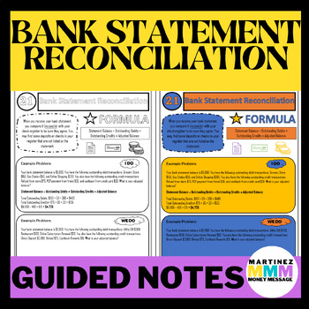 Preview of Bank Statement Reconciliation Financial Math Guided Notes