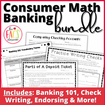 Preview of Financial Literacy Math Banking | Bundle | Life Skills | Math | FCS | FACS