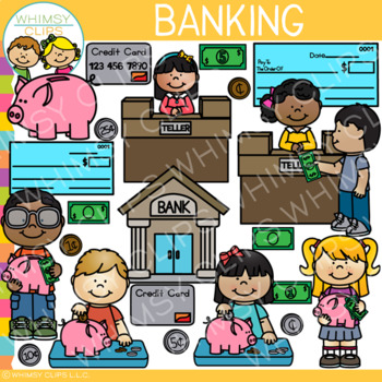 Preview of Math Kids Banking Clip Art: Dramatic Play and Community