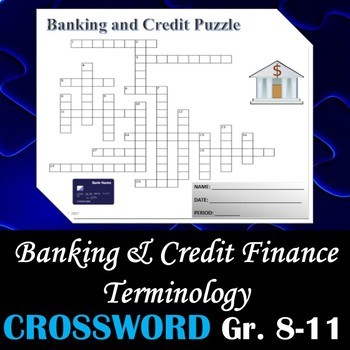 Preview of Banking & Credit Finance Terminology - Crossword Puzzle Worksheet
