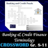 Banking & Credit Finance Terminology - Crossword Puzzle Worksheet