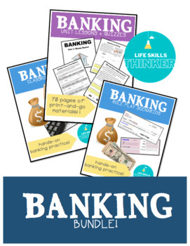 Preview of Banking Lessons + Activities Bundle (special education life skills, math)