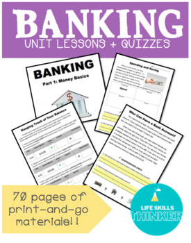 Preview of Banking Units – Packets & Quizzes (high school special education, life skills)