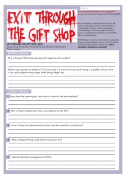 Preview of Banksy's Exit Through the Gift Shop (2010) - Documentary Worksheet