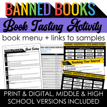 Preview of Banned Books Book Tasting Activity - Print/Digital - Middle & High School