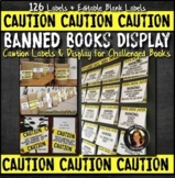 Banned Books Caution Labels, Bulletin Board, Presentation Distance Learning