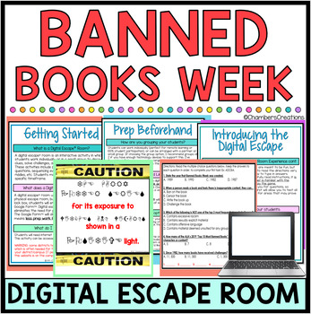 Preview of Banned Books Week Digital Escape Room October Library Breakout Game