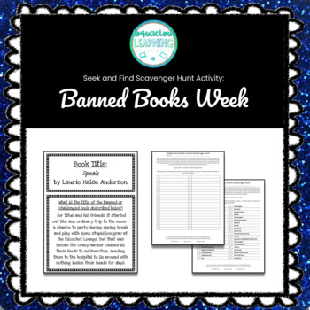 Preview of Customizable Banned Books Week Seek & Find Scavenger Hunt Game ***Easy Prep