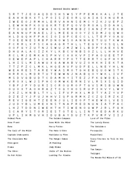 Preview of Banned Books Week Word Search (Middle School level)