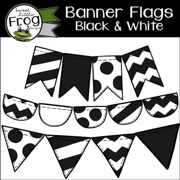 flag banner clipart black and white