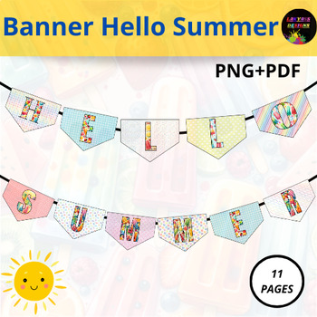 Preview of Banner Hello Summer Decor: Engage and Learn. | Bulletin Board | printable