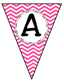Preview of Banner Letters Pennants Pink, Teal, Lime and Purple  Chevron
