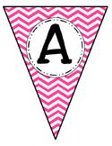 Banner Letters Pennants Pink, Teal, Lime and Purple  Chevron