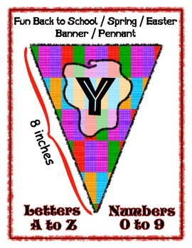 Preview of Banner Pennant Set Bright Colors Entire Alphabet & Numbers - Easter Spring