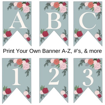 Banner custom classroom decor floral design letters and numbers | TPT