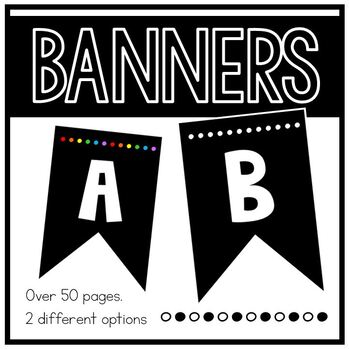 Preview of Bulletin Board Letters ~ Bunting in Colored Dots or Black and White