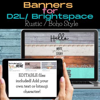 Preview of Banners for D2L Brightspace Online Learning Distance Learning RUSTIC BOHO