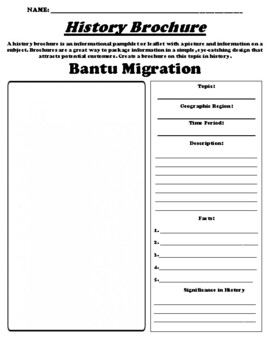 Preview of Bantu Migration "Historic Brochure" UDL Worksheet & WebQuest