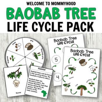 Preview of Baobab Life Cycle Activities for Africa theme Montessori Activities