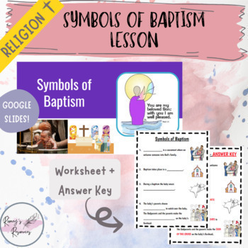 Preview of Baptism Symbols Slideshow & Worksheet - Religion