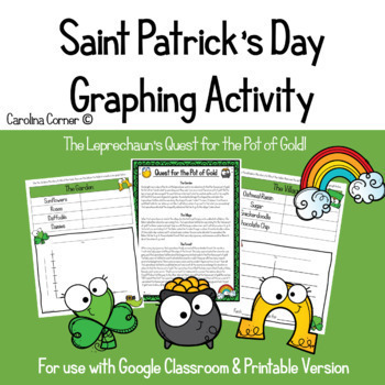 Preview of Bar Graph Pictograph Line Plot Saint Patrick's Day Second Third 4th Grade Math