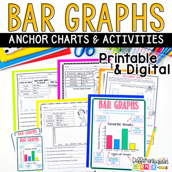 Preview of Bar Graph Worksheets and Anchor Charts Digital & Printable Math Activities
