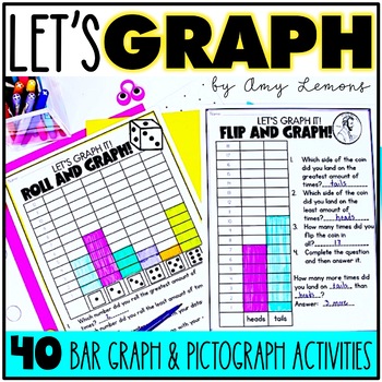 Preview of Bar Graph and Pictograph Math Activities, Graphing Worksheets, Data Project