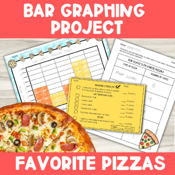 Preview of Bar Graphing Project Activity | 3rd 4th Grade Math | Favorite Pizza | No Prep