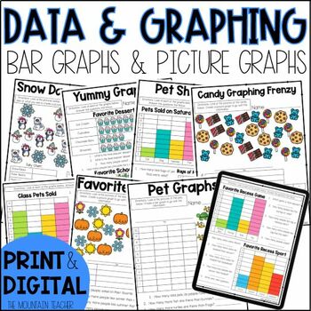 Preview of Bar Graphs and Picture Graphs Graphing Worksheets for 2nd Grade