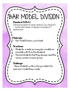 Preview of Bar Model Division