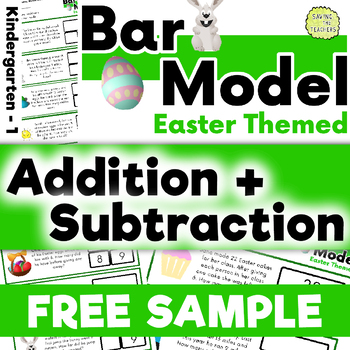 Preview of Bar Model Easter Addition and Subtraction Word Problems: K - 1 FREE SAMPLE