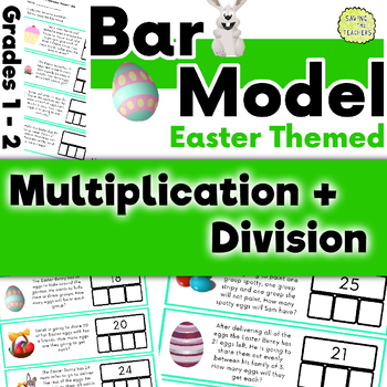 Preview of Bar Model Easter Multiplication and Division Word Problems: Grades 1 - 2