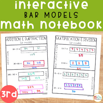Preview of Bar Models Math Notebook │ Interactive All Operations │ Notes │ 3rd Grade