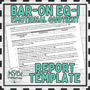 Preview of Bar-On EQ Emotional Quotient Inventory Report Template School Psych Special Ed