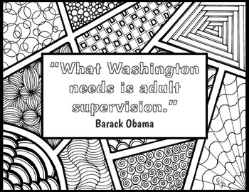 Preview of Barack Obama - 6 Quotes on Zentangles to Color
