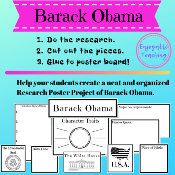 Preview of Barack Obama Biography Research Poster Writing Kit