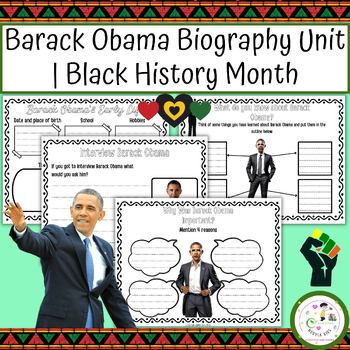 Preview of Barack Obama Biography Unit | Black History Month | presidents day