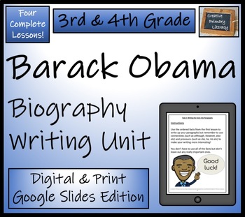 Preview of Barack Obama Biography Writing Unit Digital & Print | 3rd Grade & 4th Grade