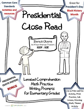 Preview of Barack Obama - Black History Month - President's Day Close Read/Writing