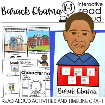 Preview of Barack Obama Black History Month | Presidents Day Craft + Interactive Read Aloud