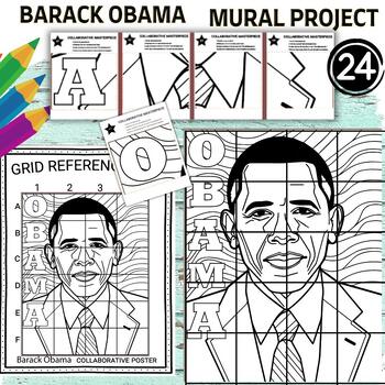 Preview of Barack Obama Collaboration Poster Mural project Black History Month Craft