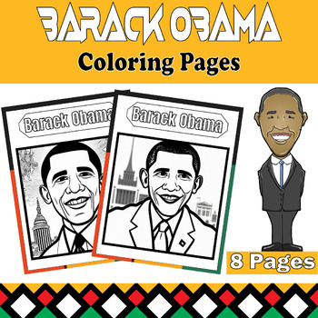 Preview of Barack Obama Coloring Pages Set - 8 Printable Sheets for Black History Month