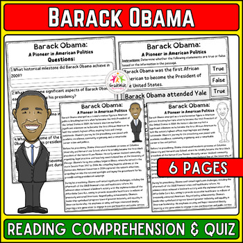 Preview of Barack Obama Nonfiction Reading & Quiz | Black History Month Reading, Activity