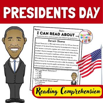 Preview of Barack Obama / Reading and Comprehension / Presidents day