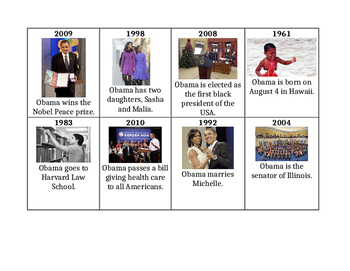 Preview of Cut Out and Unscramble Barack Obama Timeline w/ Pics